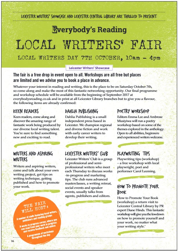 Local Writers' Fair Leicester Central Library 7 October 2017 | Leicester  Writers' Club